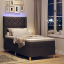 vidaXL Boxrugós ágy LED szalagokkal Barna 90 x 190 cm szövet