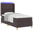 vidaXL Boxrugós ágy LED szalagokkal Barna 90 x 190 cm szövet