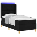vidaXL Boxrugós ágy LED szalagokkal Fekete 90 x 200 cm szövet