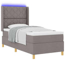 vidaXL Boxrugós ágy LED szalagokkal Tópszínű 90 x 200 cm szövet