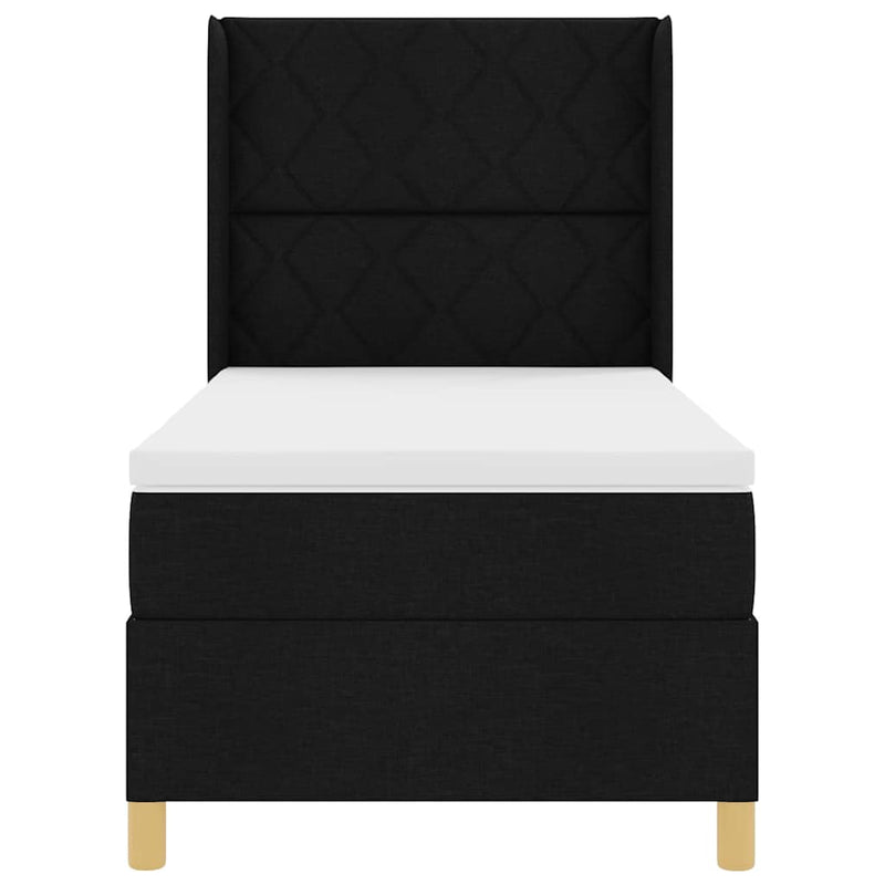 vidaXL Boxrugós ágy matracmal Fekete 100 x 200 cm szövet