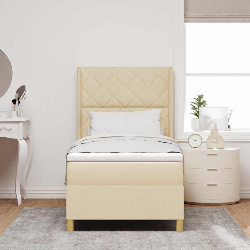 vidaXL Boxrugós ágy matracmal Krém 100 x 200 cm szövet