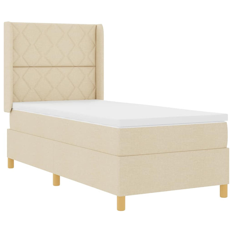 vidaXL Boxrugós ágy matracmal Krém 100 x 200 cm szövet