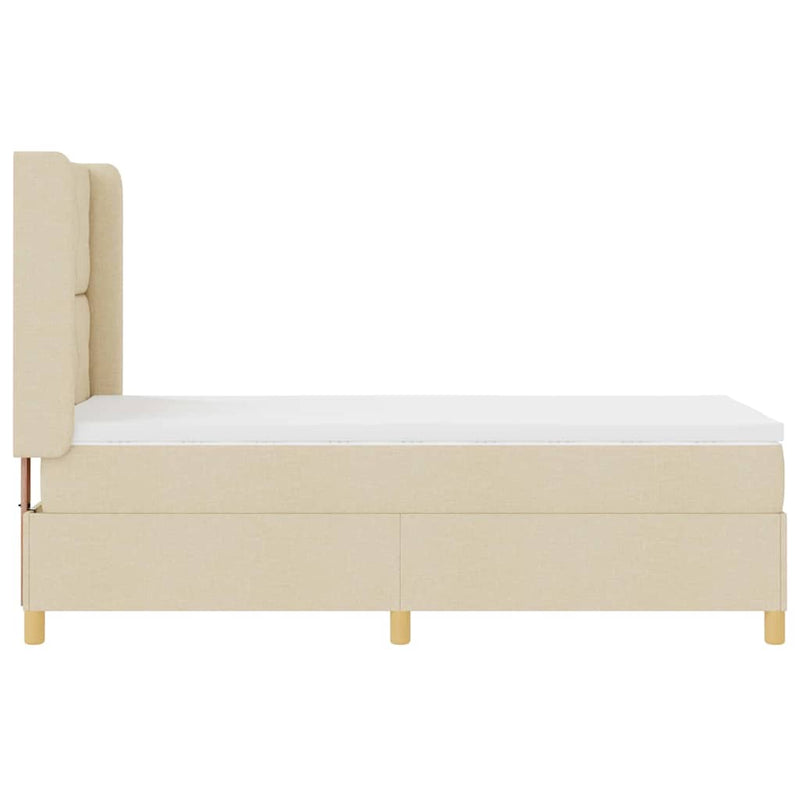 vidaXL Boxrugós ágy matracmal Krém 100 x 200 cm szövet