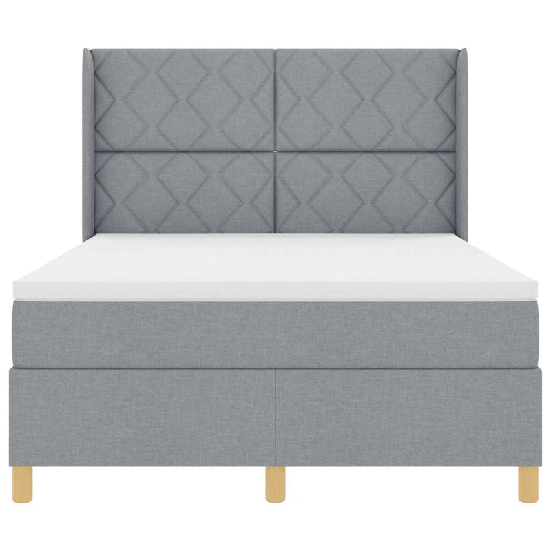 vidaXL Boxrugós ágy matracmal Világosszürke 140 x 190 cm szövet