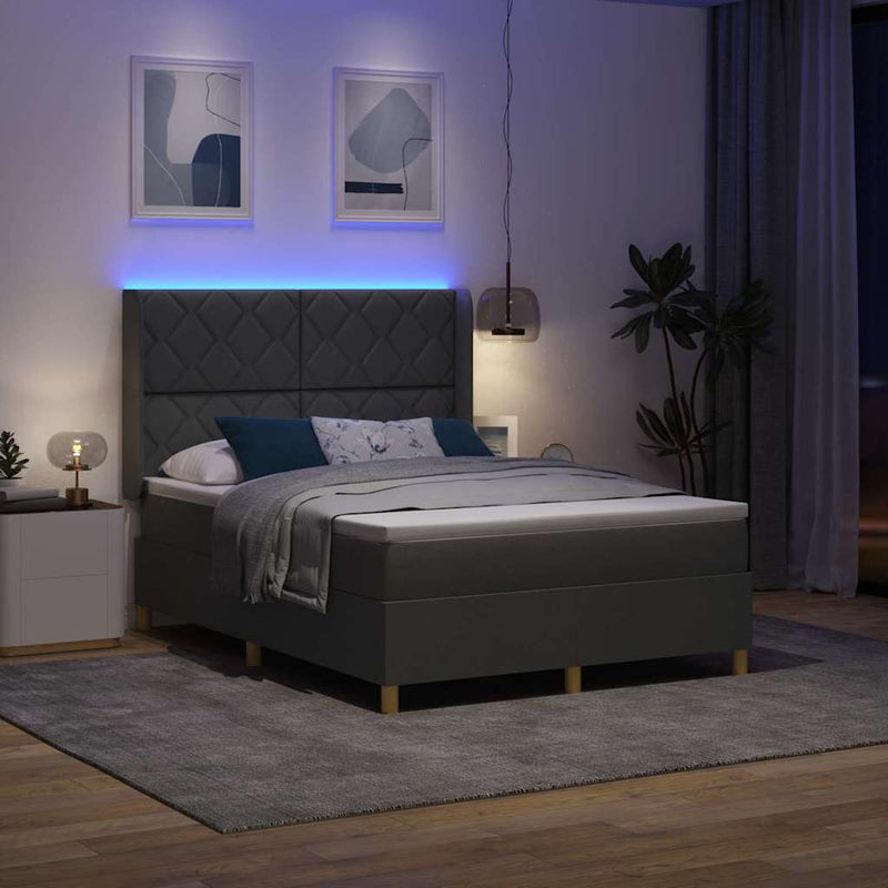 vidaXL Boxrugós ágy matracmal Szürke 140 x 190 cm szövet