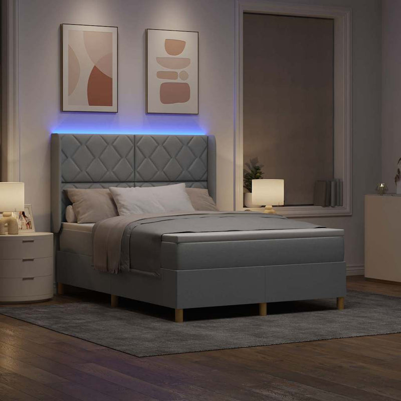 vidaXL Boxrugós ágy matracmal Világosszürke 140 x 200 cm szövet