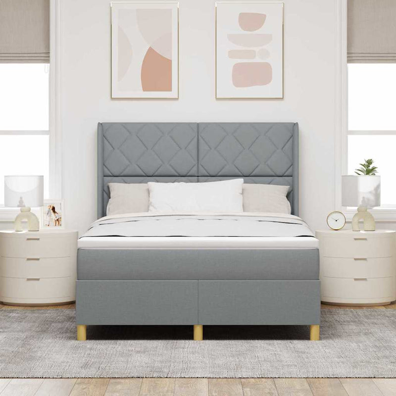 vidaXL Boxrugós ágy matracmal Világosszürke 140 x 200 cm szövet