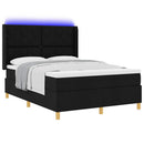 vidaXL Boxrugós ágy LED szalagokkal Fekete 140 x 200 cm szövet