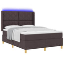 vidaXL Boxrugós ágy LED szalagokkal Barna 140 x 200 cm szövet