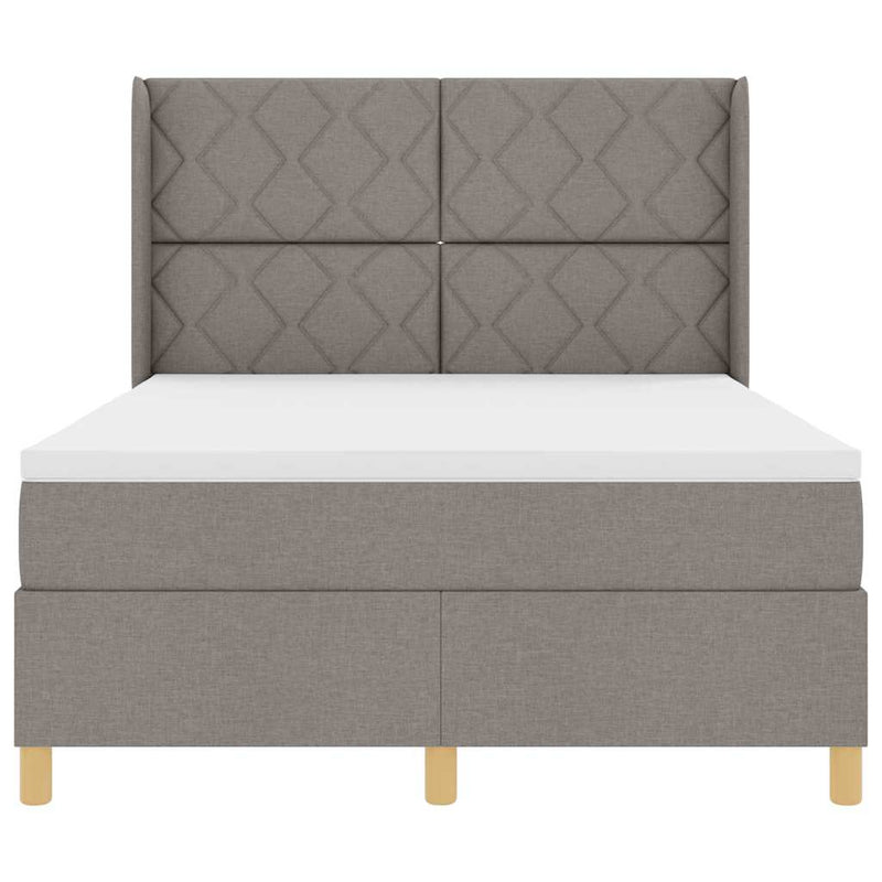 vidaXL Boxrugós ágy matracmal Tópszínű 140 x 200 cm szövet