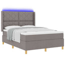 vidaXL Boxrugós ágy LED szalagokkal Tópszínű 140 x 200 cm szövet