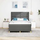 vidaXL Boxrugós ágy LED szalagokkal Szürke 160 x 200 cm szövet