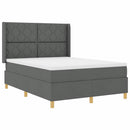 vidaXL Boxrugós ágy LED szalagokkal Szürke 160 x 200 cm szövet