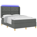 vidaXL Boxrugós ágy LED szalagokkal Szürke 160 x 200 cm szövet