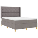 vidaXL Boxrugós ágy LED szalagokkal Tópszínű 160 x 200 cm szövet