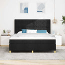 vidaXL Boxrugós ágy LED szalagokkal Fekete 180 x 200 cm szövet