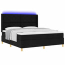 vidaXL Boxrugós ágy LED szalagokkal Fekete 180 x 200 cm szövet