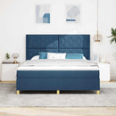vidaXL Boxrugós ágy LED szalagokkal Kék 180 x 200 cm szövet
