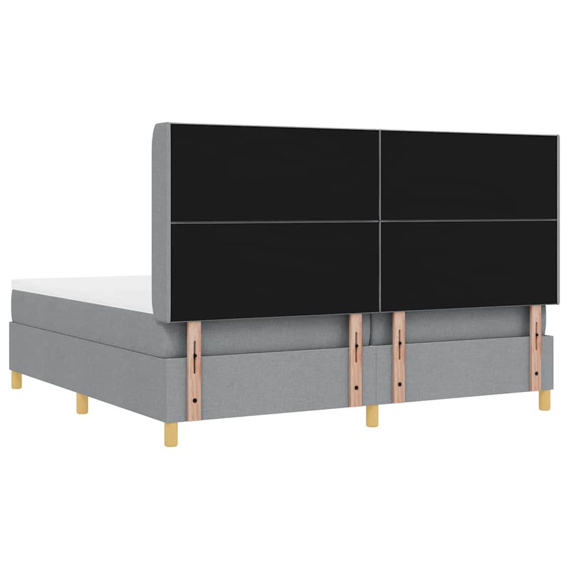 vidaXL Boxrugós ágy matracmal Világosszürke 200 x 200 cm szövet