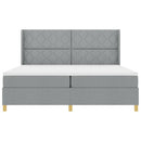 vidaXL Boxrugós ágy LED szalagokkal Világosszürke 200 x 200 cm szövet