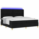 vidaXL Boxrugós ágy LED szalagokkal Fekete 200 x 200 cm szövet