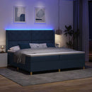 vidaXL Boxrugós ágy matracmal leddel Kék 200 x 200 cm szövet