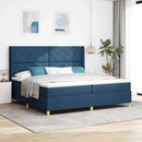 vidaXL Boxrugós ágy matracmal leddel Kék 200 x 200 cm szövet