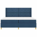 vidaXL Boxrugós ágy matracmal leddel Kék 200 x 200 cm szövet