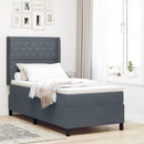 vidaXL Boxrugós ágy matracmal leddel Sötétszürke 90 x 190 cm Bársony