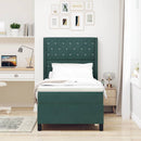 vidaXL Boxrugós ágy matracmal leddel Sötétzöld 90 x 190 cm Bársony