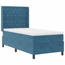 vidaXL Boxrugós ágy matracmal leddel Kék 90 x 200 cm Bársony