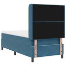 vidaXL Boxrugós ágy matracmal leddel Kék 90 x 200 cm Bársony