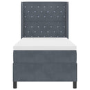 vidaXL Boxrugós ágy matracmal leddel Sötétszürke 100 x 200 cm Bársony
