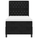 vidaXL Boxrugós ágy matracmal leddel Fekete 100 x 200 cm Bársony