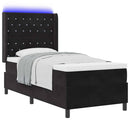 vidaXL Boxrugós ágy matracmal leddel Fekete 100 x 200 cm Bársony