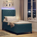 vidaXL Boxrugós ágy matracmal leddel Kék 100 x 200 cm Bársony