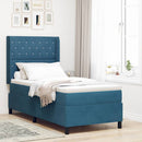vidaXL Boxrugós ágy matracmal leddel Kék 100 x 200 cm Bársony