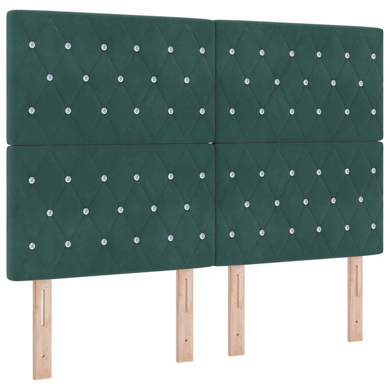 vidaXL LED Box Rugós Ágy Mattresszel Argyle Zöld 140 x 190 cm Bársony