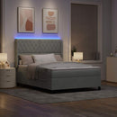 vidaXL Boxrugós ágy LED szalagokkal Világosszürke 140 x 200 cm Bársony
