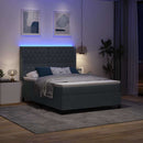 vidaXL Boxrugós ágy LED szalagokkal Sötétszürke 140 x 200 cm Bársony