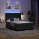 vidaXL Boxrugós ágy LED szalagokkal Fekete 140 x 200 cm Bársony
