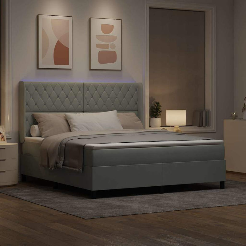 vidaXL LED Box Rugós Ágy Mattresszel Argyle Világosszürke 180 x 200 cm