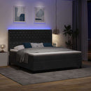 vidaXL Boxrugós ágy matracmal leddel Fekete 180 x 200 cm Bársony