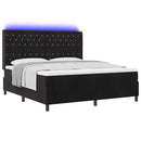vidaXL Boxrugós ágy matracmal leddel Fekete 180 x 200 cm Bársony