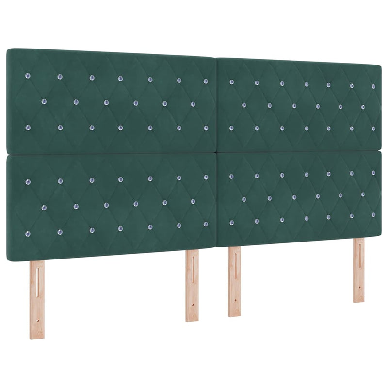 vidaXL LED Box Rugós Ágy Mattresszel Sötétzöld 180 x 200 cm Bársony