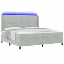 vidaXL Boxrugós ágy matracmal Világosszürke 200 x 200 cm Bársony
