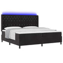 vidaXL Boxrugós ágy matracmal leddel Fekete 200 x 200 cm Bársony