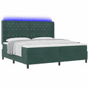 vidaXL Boxrugós ágy matracmal leddel Sötétzöld 200 x 200 cm Bársony