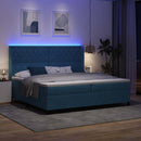 vidaXL Boxrugós ágy matracmal leddel Kék 200 x 200 cm Bársony